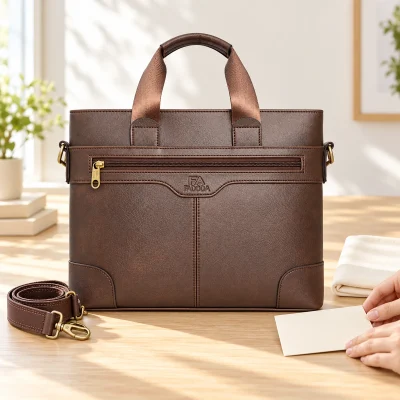 Cặp Fadoda FCD310 nâu 35 × 5 × 26 cm – phối thiệp và bao bì màu kem