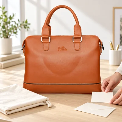Cặp Yuumy CAYUUMY10 màu bò 36,5 × 5 × 30 cm – phối thiệp và túi vải khi chuẩn bị quà