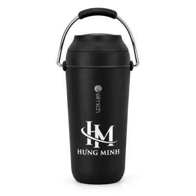 Cốc giữ nhiệt Elmich EL8308 inox 316 450 ml màu đen – logo trắng rõ trên phần thân trống