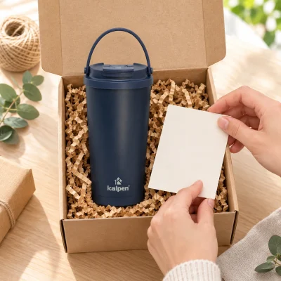 Cốc giữ nhiệt Kalpen AR32B inox 304 560 ml xanh đậm – chuẩn bị hộp và thiệp theo chương trình
