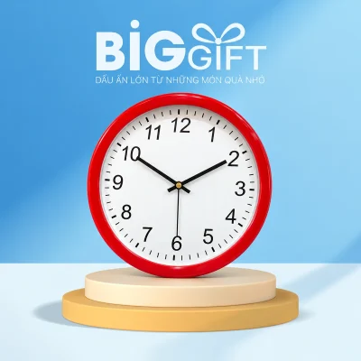Đồng hồ treo tường HD303 viền đỏ 30 cm – hd303 viền đỏ cho khoảng tường sáng