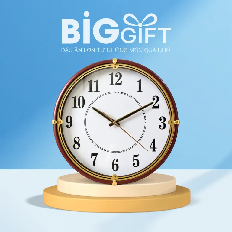 Đồng hồ treo tường Kashi K48 viền nâu 32 cm