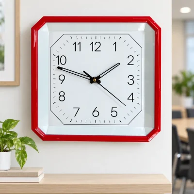Đồng hồ treo tường vuông HD98 viền đỏ 30 cm – gợi ý treo hd98 trong phòng họp