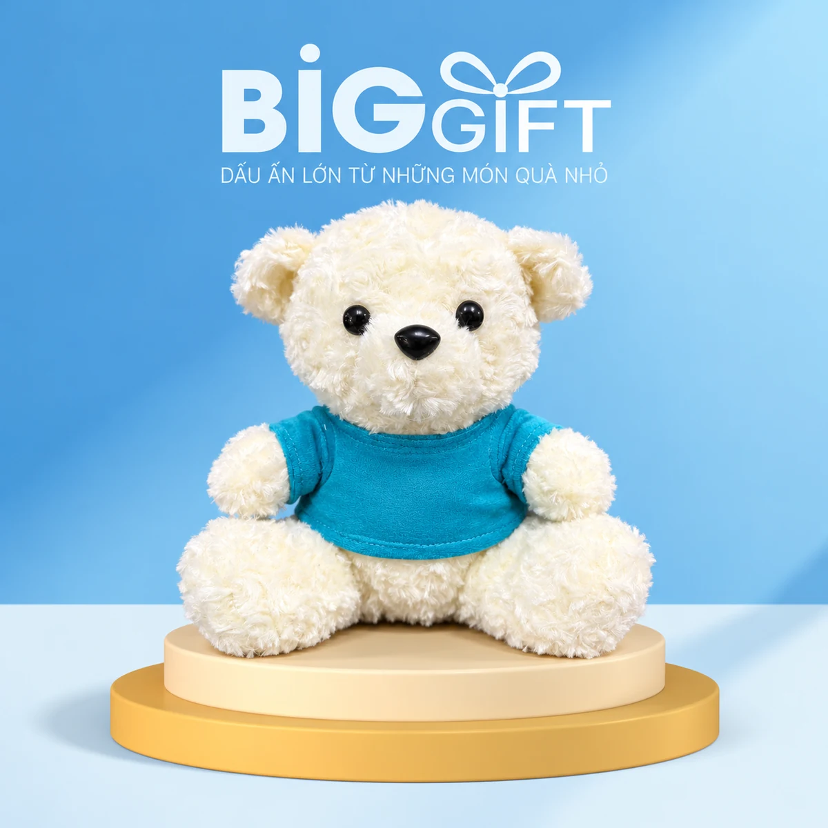 Gấu bông cỡ 20 cm, áo xanh ngọc – gấu nhỏ mặc áo cho một món quà gần gũi
