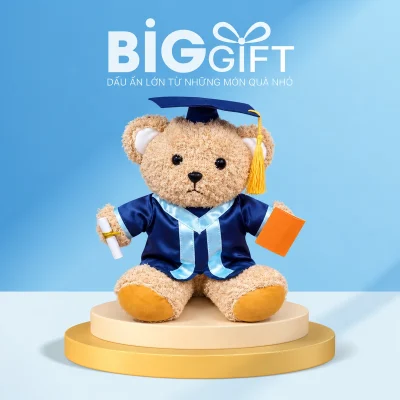 Gấu bông tốt nghiệp cỡ 25 cm, áo xanh – một món quà lưu niệm cho ngày tốt nghiệp