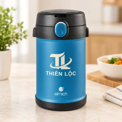 Hộp cơm Elmich EL8303 2 lít màu xanh – logo lớn trên phần thân trơn
