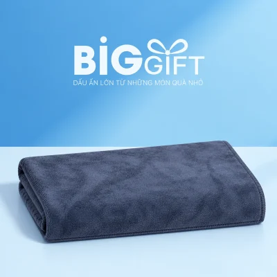 Khăn Microfiber 70 × 140 cm màu xám xanh – khăn trơn xám xanh cho quà một chiếc