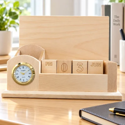Lịch gỗ để bàn 4 khối xoay, 18 × 5,8 × 14 cm – đặt lịch trong tầm nhìn khi làm việc