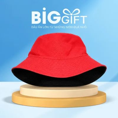 Mũ bucket cotton hai lớp phối đỏ đen – bucket đỏ đen cho bộ quà ngoài trời