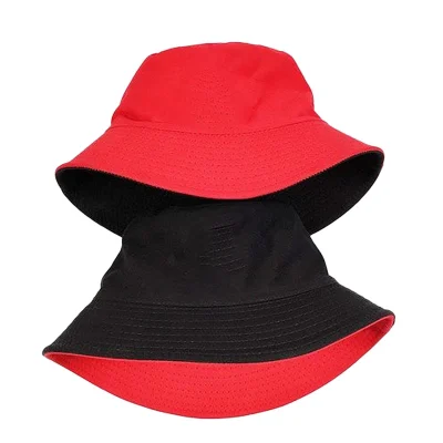Mũ bucket cotton hai lớp phối đỏ đen – xem hai cách phối màu trong ảnh mẫu