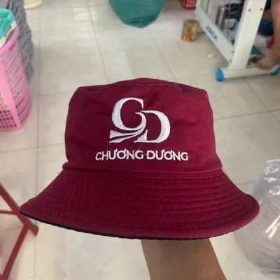 Mũ bucket cotton hai lớp phối đỏ đen – tham khảo đường chỉ và cấu tạo lớp