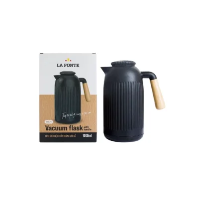 Phích giữ nhiệt La Fonte 011679 1 lít đen, tay cầm gỗ – nhìn đúng màu và kiểu thân 011679