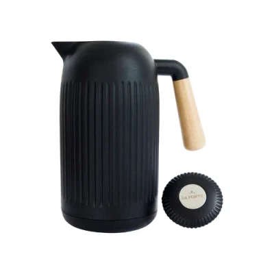 Phích giữ nhiệt La Fonte 011679 1 lít đen, tay cầm gỗ – xem nắp, tay cầm và góc thân