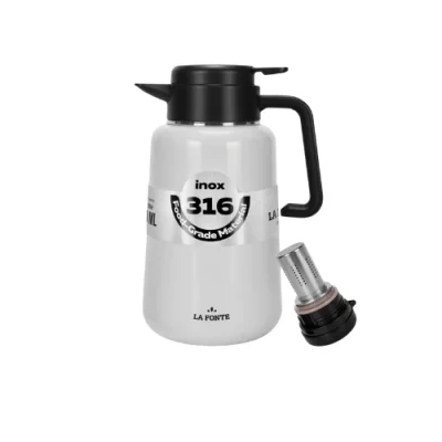 Phích giữ nhiệt La Fonte 014748-RED 2,2 lít đỏ rượu vang – xem nắp, tay cầm và góc thân