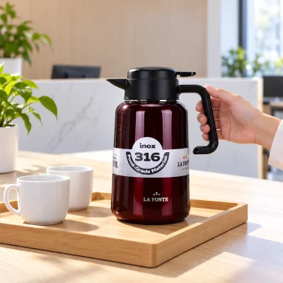 Phích giữ nhiệt La Fonte 014748-RED 2,2 lít đỏ rượu vang – bố trí tại góc làm việc hoặc tiếp khách