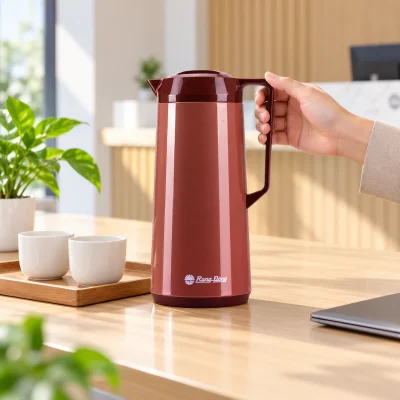 Phích giữ nhiệt Rạng Đông 0740 ST3.E 0,7 lít nâu đồng – bố trí tại góc làm việc hoặc tiếp khách