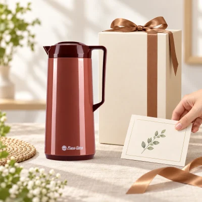 Phích giữ nhiệt Rạng Đông 0740 ST3.E 0,7 lít nâu đồng – phối bộ quà gia dụng cùng hộp và thiệp
