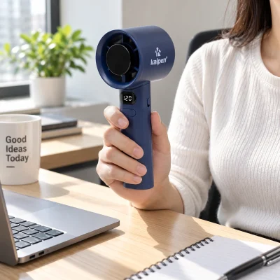 Quạt cầm tay Kalpen AR160 màu xanh dương – cầm ar160 khi nghỉ tại bàn