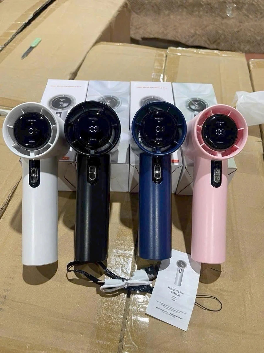 Quạt cầm tay mini 03 trắng màn hình LED – xem ảnh thật để chọn đúng màu và kiểu nút