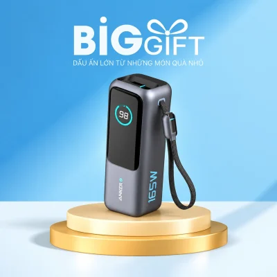 Sạc dự phòng Anker A1695 25.000 mAh 165W màu xám – a1695 với màn hình và dây tích hợp