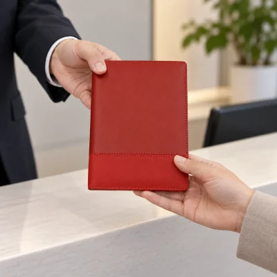 Sổ dán gáy SD50 A5 màu đỏ, bìa phối đường may ngang – gợi ý trao quà