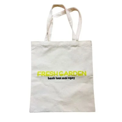 Ảnh nguồn túi canvas màu ngà quai dài in FRESH GARDEN