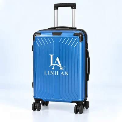 Vali ABS phủ PC 20 inch xanh dương gân chuyển chéo – đặt logo đủ rõ trên mặt gân
