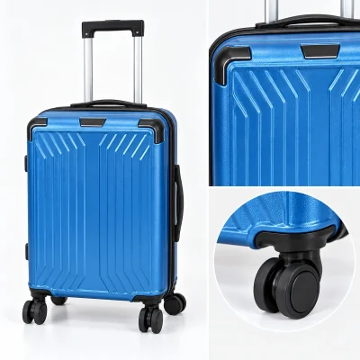 Vali ABS phủ PC 20 inch xanh dương gân chuyển chéo – xem vỏ, viền và cụm bánh xe